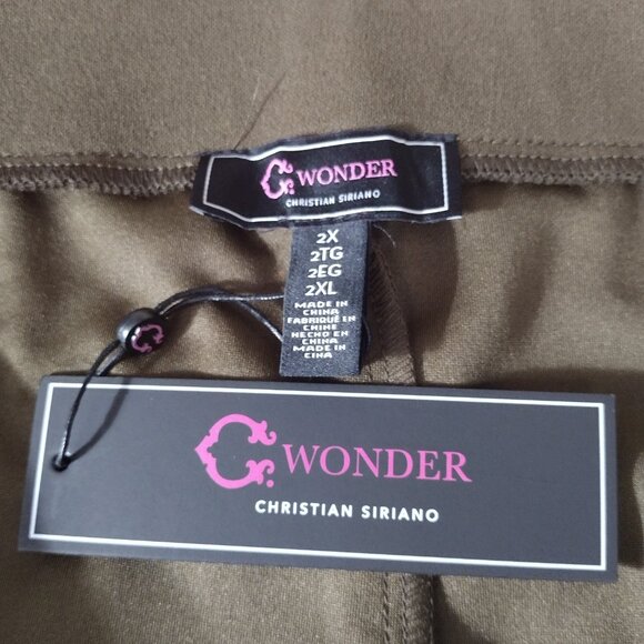 Christian Siriano: Pull-on Wide Leg Pants, Size 2X, Olive Green - Picture 7 of 8